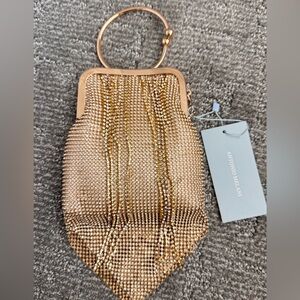 ANTONIO MELANI Gold Mesh Wristlet Clutch